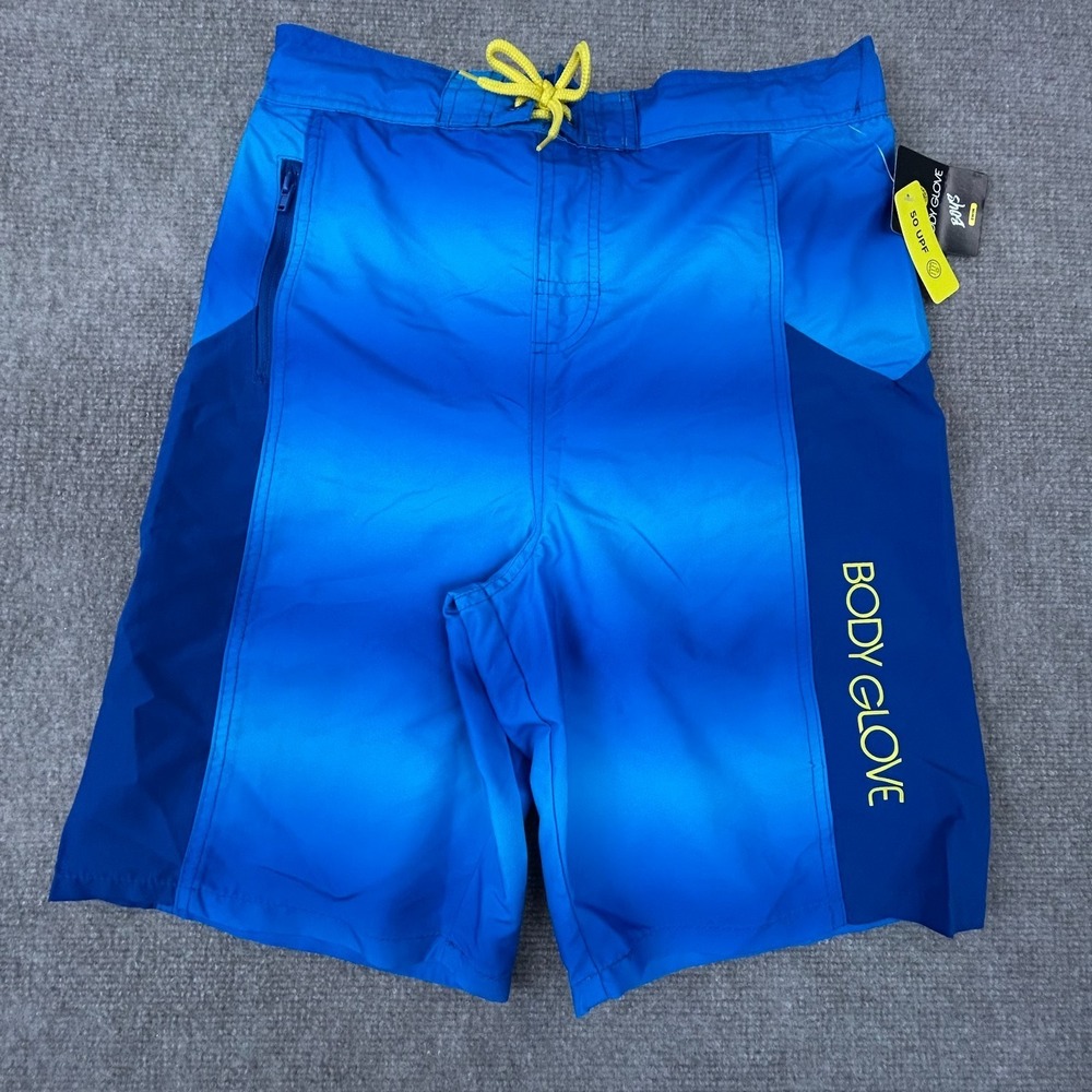 Body Glove Swim Shorts Boys Large Blue Lined 50 UPF Elastic Waist Drawstring